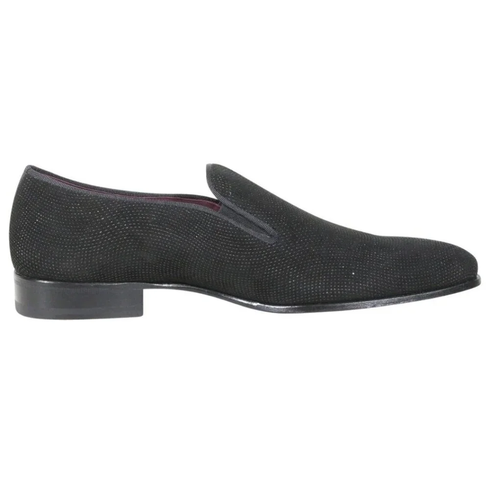 Mezlan Crespi Venetian Loafers Men’s 10M Black Glass Suede Slip-On Dress Shoes
